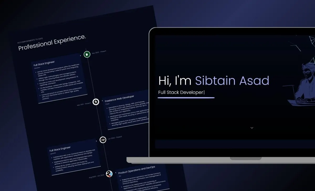 Project screen for Portfolio Site