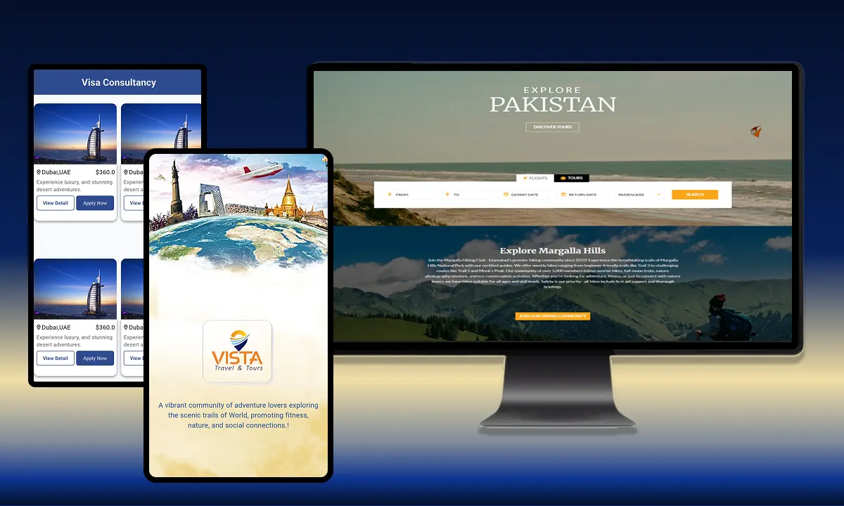 Project screen for Vista Travelling