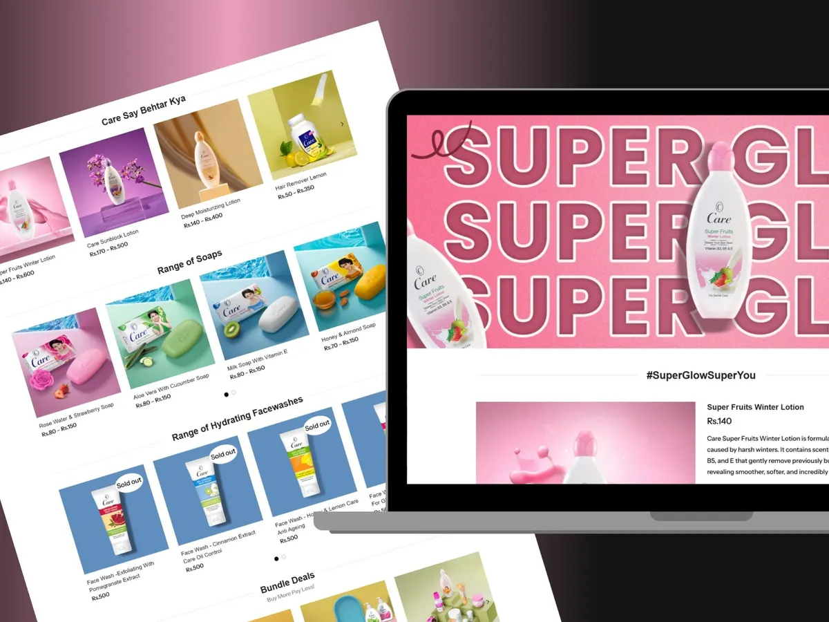 Project screen for Care Cosmetics