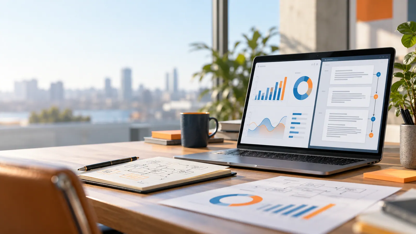 Illustrative workspace for connected business data and operations