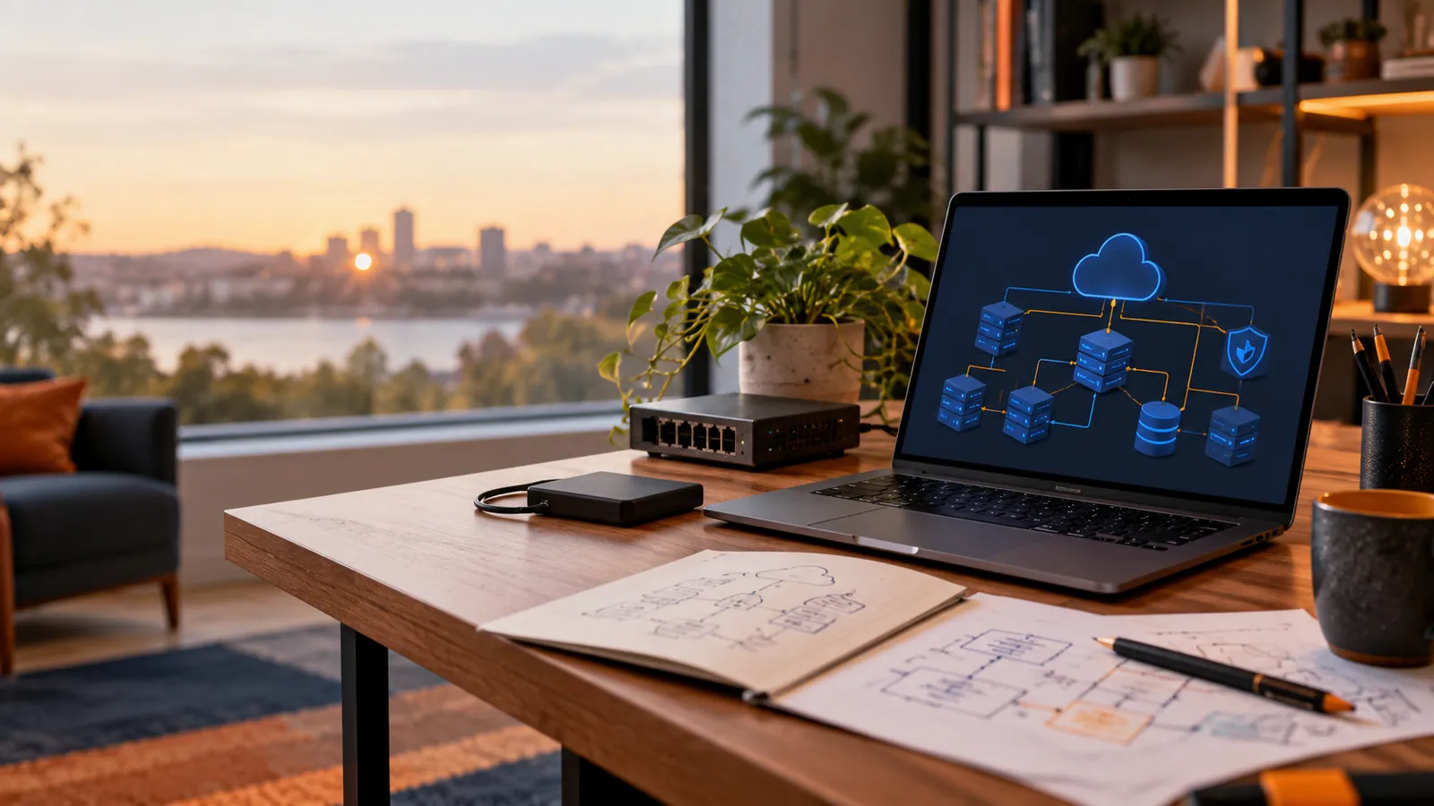 Illustrative workspace for cloud, security, and technology planning