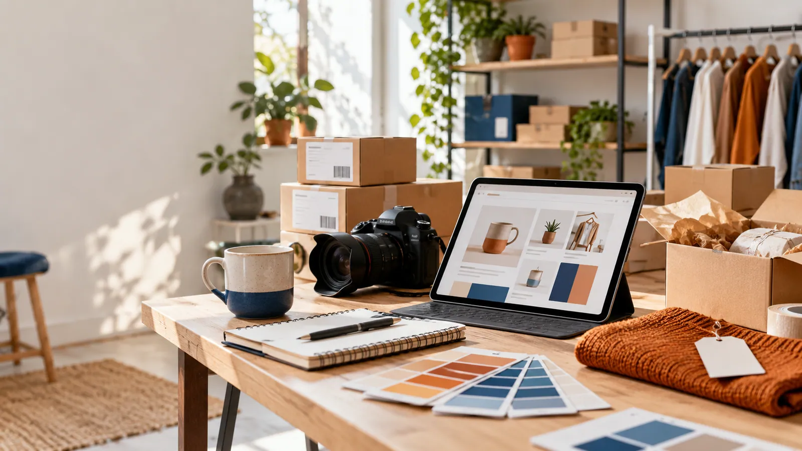 Illustrative workspace for online stores, websites, and digital commerce