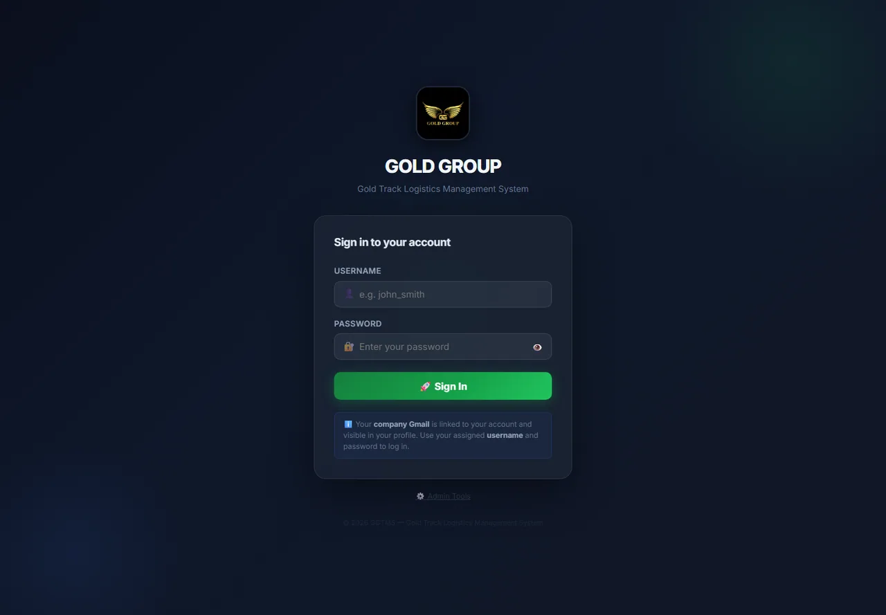 Captured project screen for Gold Group Transport Management